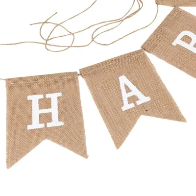 Banner iută Happy Birthday cu sfoară - kraft - Default Title