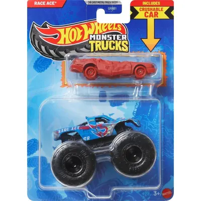 Set 2 vehicule, Hot Wheels, Monster Truck, Race Ace, 1:64, JJT64