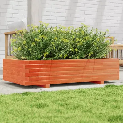 Gossi jardiniera gradina, maro ceruit, 110x60x26,5 cm, lemn masiv pin