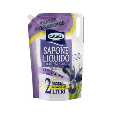 Sapun Lichid Rezerva Mil Mil, Talc si Iris, 2 l