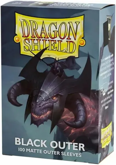 Protecții pentru cărți Dragon Shield - Matte Outer Sleeves Standard Size, Black (100 buc.)