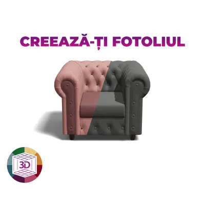 Fotoliu CHESTERFIELD cu arcuri, 105x90x80 cm, Configurator 3D