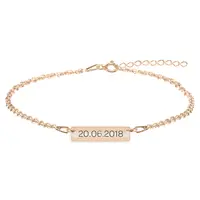 Deniz - Bratara personalizata pentru picior cu tablita din argint 925 placat cu aur roz