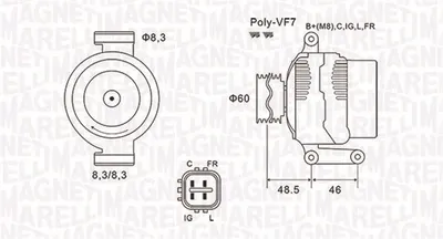 Alternator (12v, 100a) Honda Accord Vii, Civic Viii, Cr-V Iii 2.0 2.4 Dupa 2003