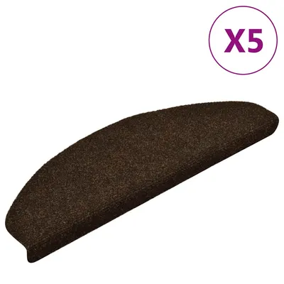 vidaXL Covorașe autoadezive pentru scări, 5 buc., 65x21x4 cm, maro, semirotunde, mari
