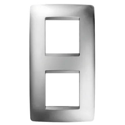 Placa ornament CProiector HORUS ONE - IN METALLISED TECHNOPOLYMER - 2+2 modul VERTICAL CENTRE DISTANCE 71mm - CHROME - CProiector HORUS