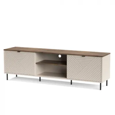 Comoda TV EVO, 2 usi, casmir + stejar castello, 183,4x40x55,2 cm