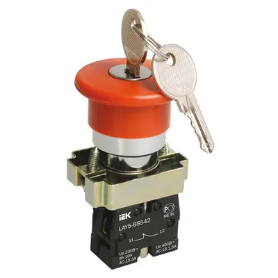 Selector LAY5-BS142 Mushroomwith key red d22mm 240V 1P