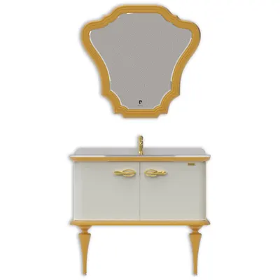 Set mobilier baie Pierre Cardin Angelica 3 piese alb perlat 101 cm