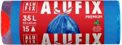 Saci de gunoi cu legături ALUFIX - 35 l, 15 buc., albaștri
