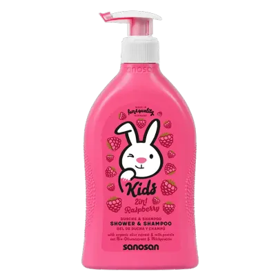 Gel de dus si sampon pentru copii cu aroma de zmeura, Sanosan Kids | 400 ml