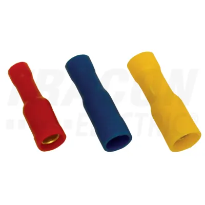 Mufa cilindrica izolata, cupru electrolitic, galben SHA4 6mm2, (d1=3,5mm, d2=5mm), PVC