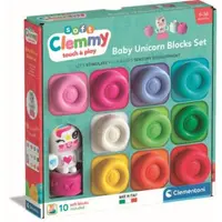 Clementoni - Set de joaca educational Soft Clemmy Unicorn cu 10 cuburi de constructie moi si lavabile