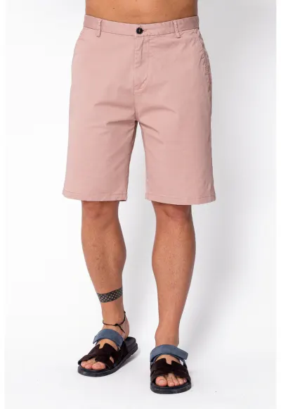 Pantaloni scurti cu nasture din bumbac Rose 22000 - Roz