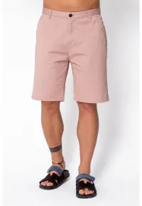 Pantaloni scurti cu nasture din bumbac Rose 22000 - Roz