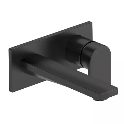 Baterie lavoar Duravit Tulum TU1070004046, montare pe perete, cartus ceramic, monocomanda, 191 mm, necesita valva, Negru mat