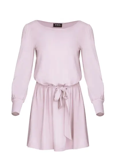 Rochie mini M576 - maneci lungi - viscoza - Roz