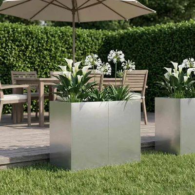 vidaXL Vază pentru Grădină Argintiu 80 x 40 x 60 cm Oţel inoxidabil