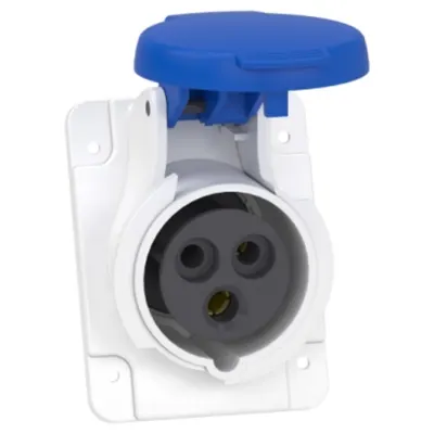 Priza Mureva, cu montare rap, unghi., 16A, 2P + E, 200, 250 V AC, panou