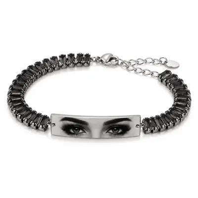 Bratara Personalizata Eyes Mystic Silver Black Cu Argint