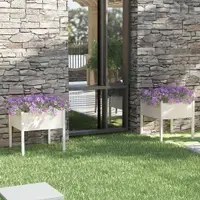 Gossi jardiniere de gradina, 2 buc., alb, 70x70x70 cm, lemn masiv pin