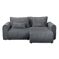 Coltar Canapea extensibil BELLAGIO, cu arcuri si lada depozitare, colt interschimbabil, gri inchis, 250x125 165x95 cm