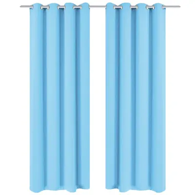 vidaXL Draperii opace cu ocheți metalici, 2 buc, 135 x 175 cm, turcoaz