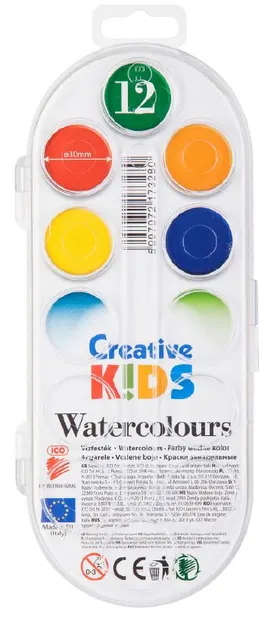 Acuarele ICO Creative Kids - 12 culori, 30 mm fiecare