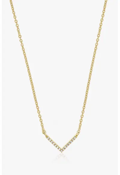 Colier placat cu aur de 14K si zirconia - Auriu