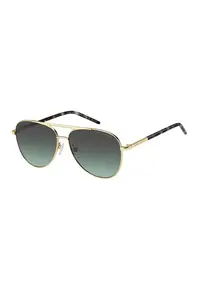Ochelari de soare aviator cu rama metalica - Verde/Auriu/Maro inchis