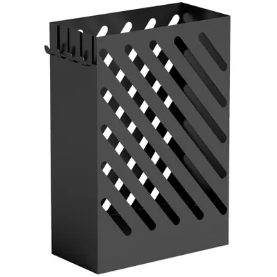 HOMCOM Suport pentru Umbrele de Design cu Tavă pentru Colectarea Picăturilor și 4 Cârlige din Metal, 28x14x41cm, Negru | Aosom Romania