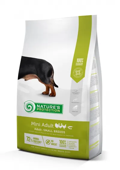 Nature's Protection Mini Adult, pui, hrana uscata pentru caini adulti de talie mica, 2 kg