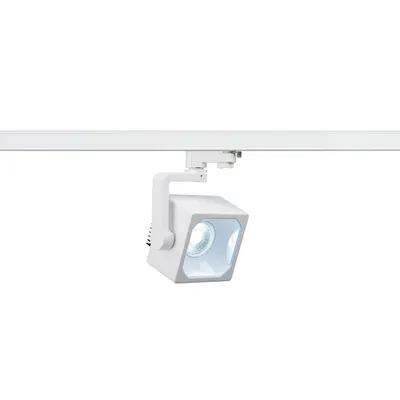 Iluminat decorativ pe sina, Melodii CUBE EURO, pata alba pentru 240V track 3 faze, LED, 4000K, alb, 60 °, incl. adaptor 3 faze