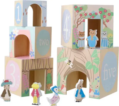 Cuburi de stivuire din lemnOrange Tree Toys Peter Rabbit