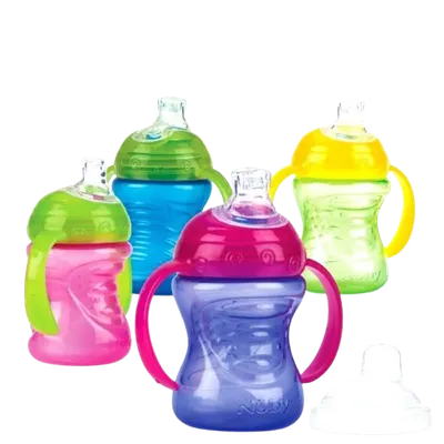 Pahar Stop Picatura cu manere si tetina +6 luni, 240ml, Nuby