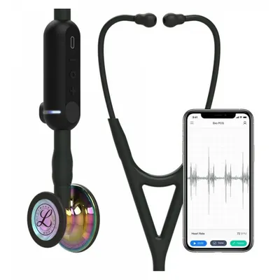 Stetoscop electronic 3M™ Littmann® CORE Digital, Negru, capsula curcubeu (Black/High-Polish Rainbow)
