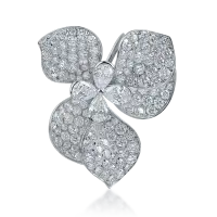 Pandantiv floral din aur alb cu diamante pear si rotunde de 2.65ct