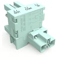 Distributor for status queries; 2-pole/3-pole; Cod. B; 1 input; 2 outputs; 3-pole output for status queries; light turquoise