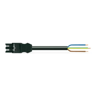 pre-assembled connecting cable; Eca; Socket/open-ended; 3-pole; Cod. A; H05VV-F 3G 2.5 mm²; 8 m; 2,50 mm²; black
