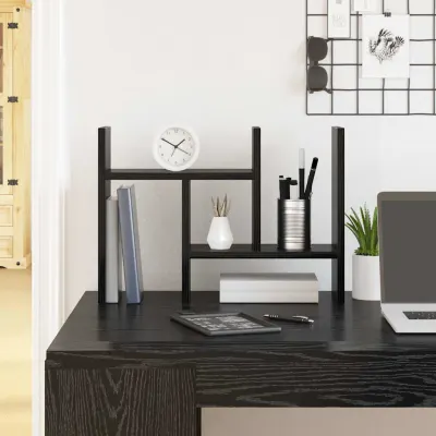 vidaXL Organizator Birou Stejar Negru 50 x 15,5 x 35,5 cm