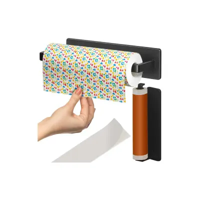 Suport metalic pentru prosoape de hartie, fixare cu banda dublu adeziva, 25x7x4.8 cm