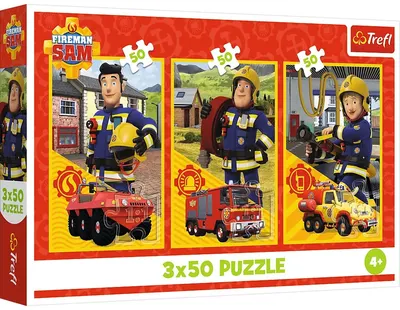 Puzzle pentru copii Trefl din 3 x 50 piese - Pompierul Sam