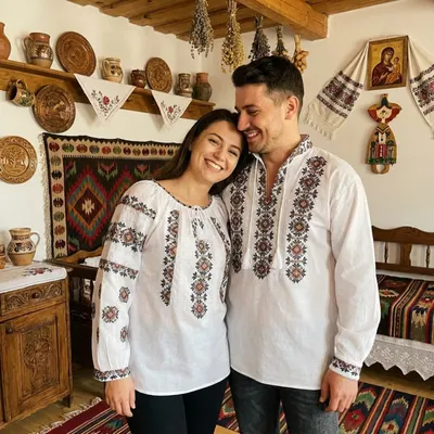 Set Traditional Cuplu 647 Camasi traditionale cu broderie