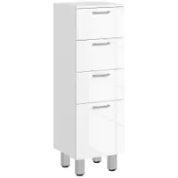 Dulap de baie kleankin, Badschrank, 4 sertare, placă de particule, lucios, alb | Aosom Romania