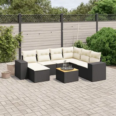 Gossi set mobilier de gradina cu perne, 8 piese, negru, poliratan