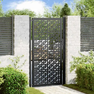 vidaXL Poartă de grădină neagră 100x175 cm, oțel, model cruce