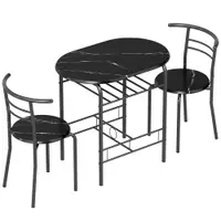 HOMCOM Set Masă Modernă cu 2 Scaune pentru Dining, Set 3 Piese Economisitoare de Spațiu pentru Bucătărie, Balcon, Restaurant sau Bar, Maro și Negru | Aosom Romania