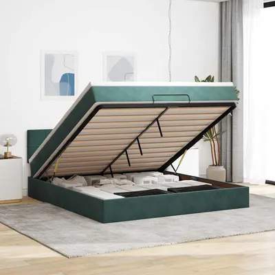 Gossi cadru de pat otoman cu saltea verde inchis 180x200cm catifea