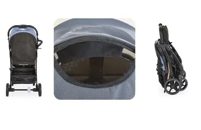 Carucior sport pentru copii Moni Cardi Blue de la nastere pana la 22kg,spatar reglabil,capotina cu plasa si banda reflectorizanta,bara de siguranta detasabila,roti pivotante cu amortizor,pliere compacta,suport sticla inclus