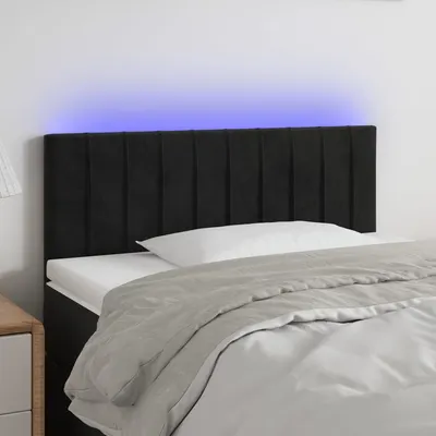 vidaXL Tăblie de pat cu LED, negru, 100x5x78/88 cm, catifea